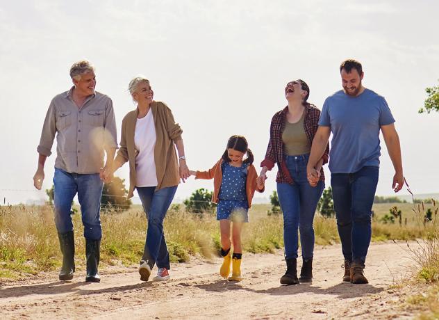 Family walking in Lyon County
